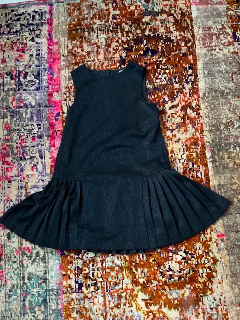 Emporio Armani Girls Black Pleated Drop-Waist Dress
